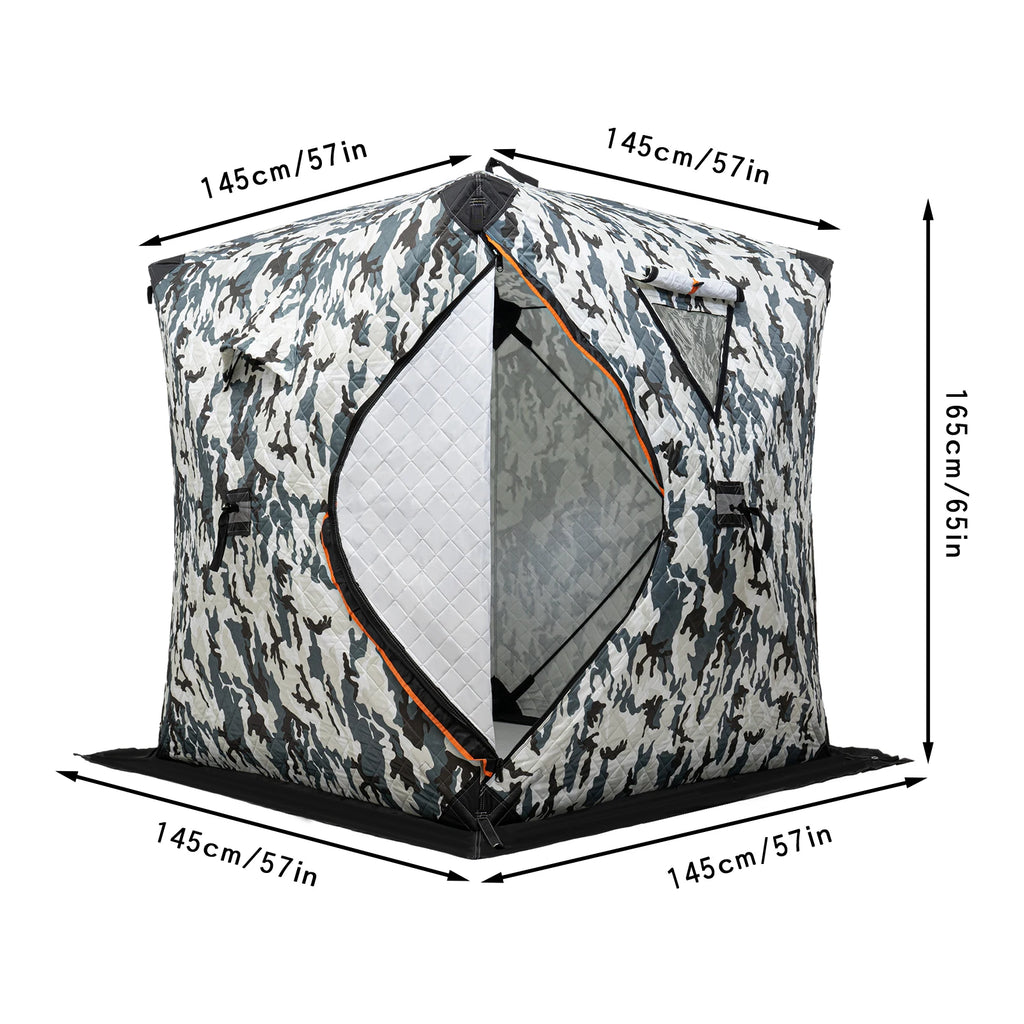 Ice Fishing Insulated Tent, 1-2 Person Shelter, Portable Thermal Tent with Built-In Storage, Warm & Windproof Camping Tent
