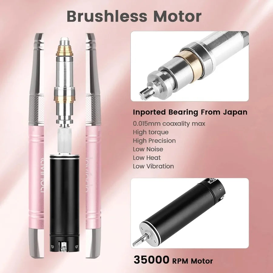 Professional Rechargeable Nail Drill Machine Cordless 35 000RPM Skyspace Brushless Nail Drill Portable Electrical Nail File for