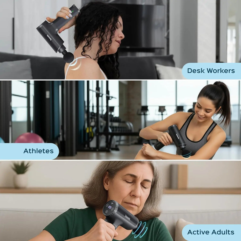 Professional Handheld Massage Gun - 20 Speeds, 7 Heads, Quiet & Portable for Muscle Relief