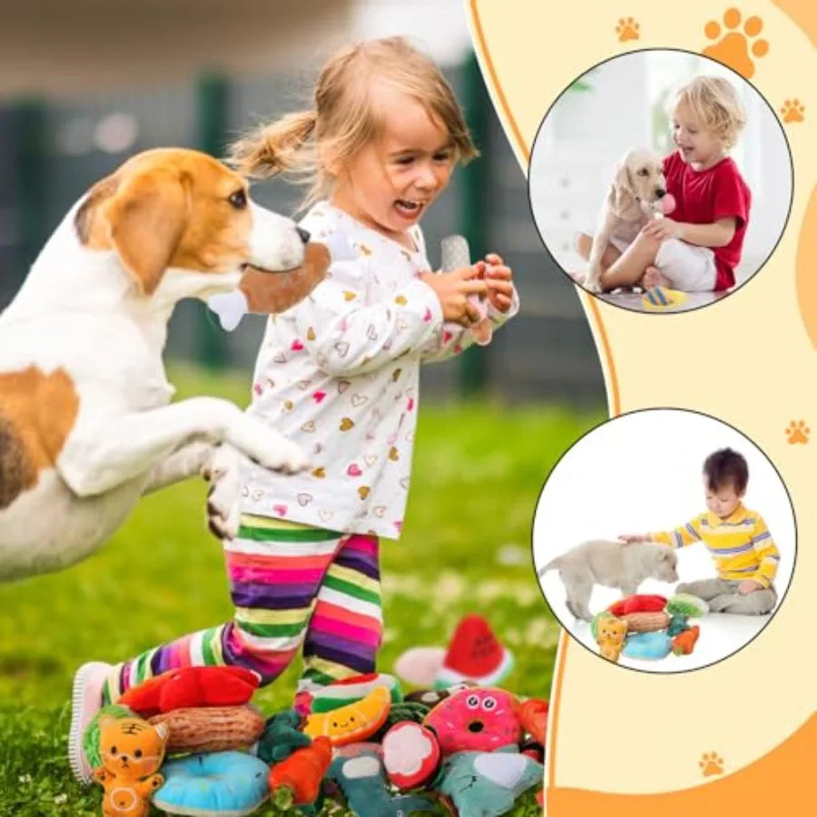 Small Squeaky Dog Toys Bulk for Puppy Small Dogs Pets Cute Plush Stuffed Dog Toys Bundle Soft Pet Toys for Chewing and