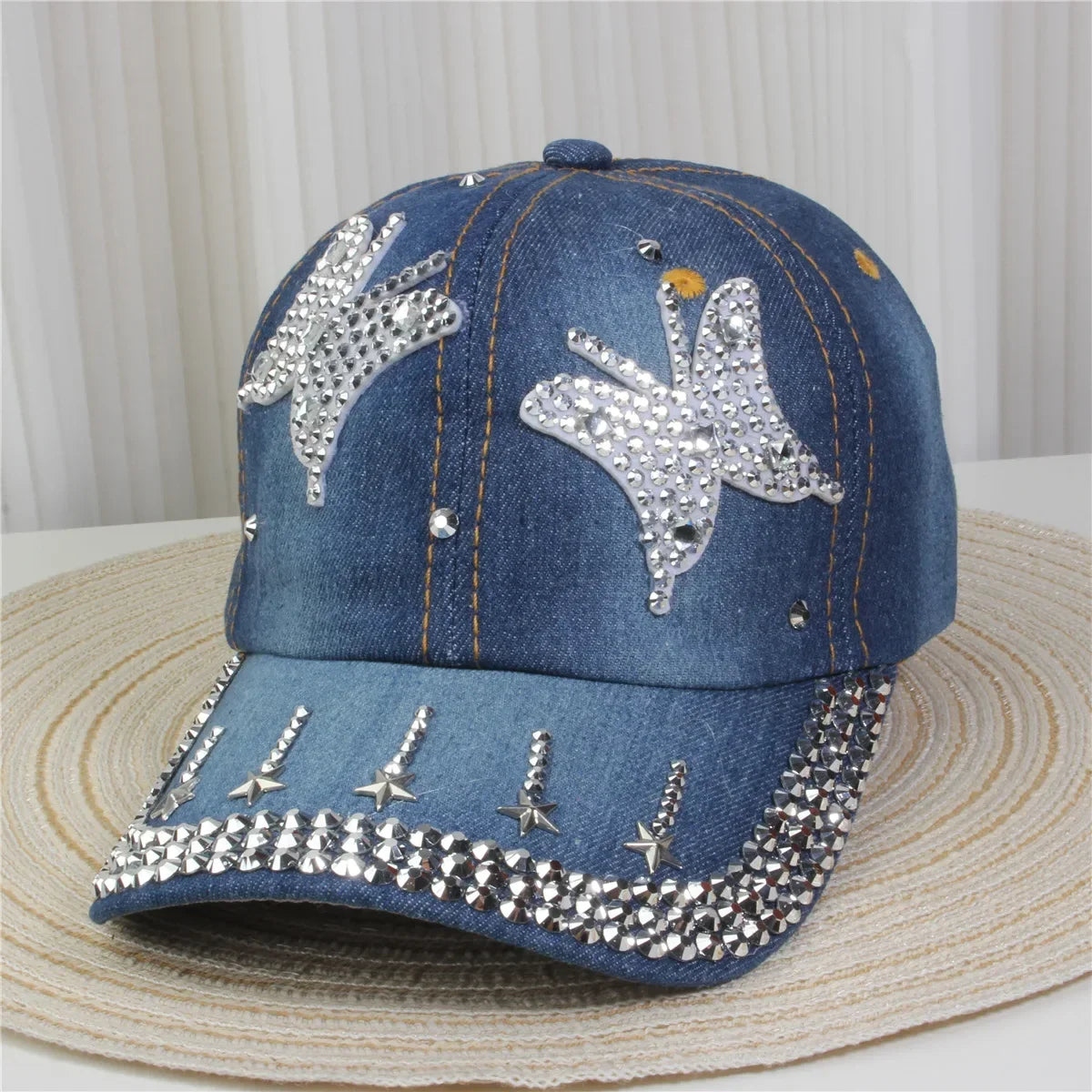 Wholesale Denim Baseball Caps Bling Rhinestone "TAKE ""LOVE" Heart  Snapback Hat A Dozen 12 pieces Mixed order