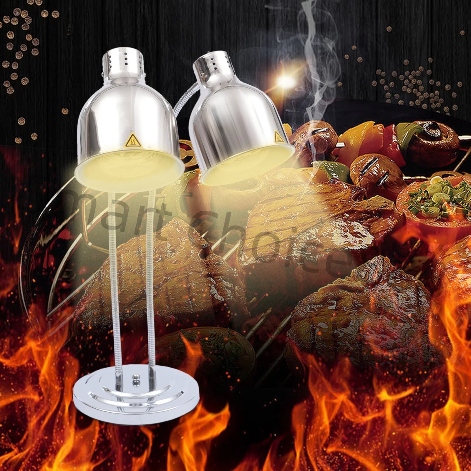 2 Light Food Heat Lamp Commercial Hotel Equipment Stainless Steel Food Warmer 110v/250w Restaurant Kitchen Buffet
