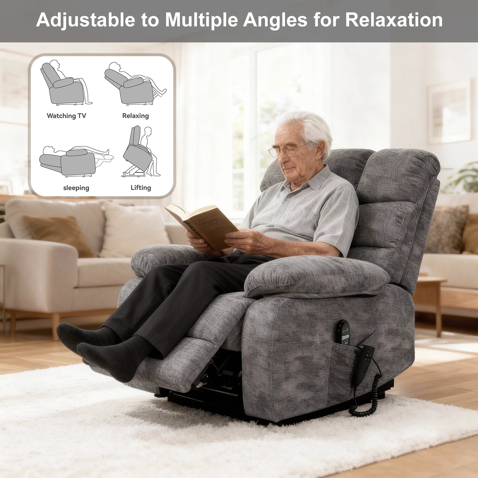 Redlife Oversized Recliner Chair with Heat and Massage, Power Lift Recliner Chair for Elderly Large Electric Recliners for Adult