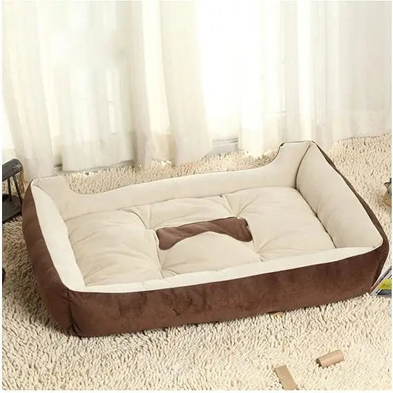Plush Rectangle Dog Bed for Comfortable Rest, Ideal for Cats and Pets, Sleep Bag, Plush Puppy Kennel Bed in Brown