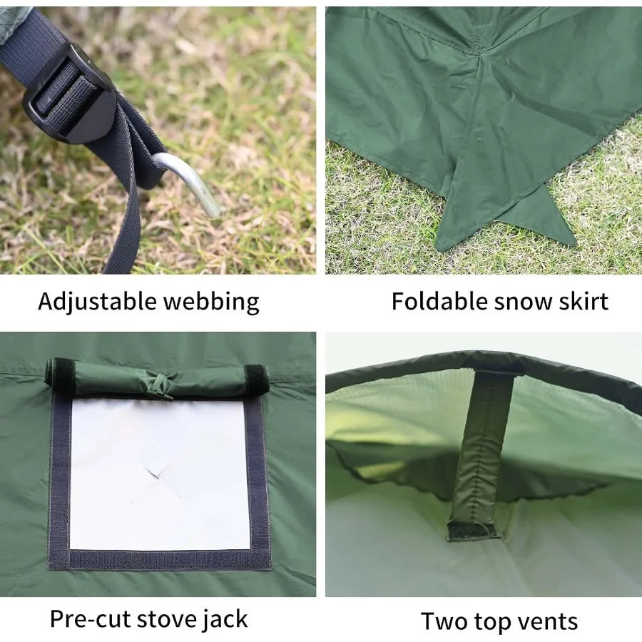 Hot Tent with Stove Jack and Snow Skirt 6.898.53ft Standing Room 25 Person Tipi Tent for Family Hiking Fishing Hunting Backpack