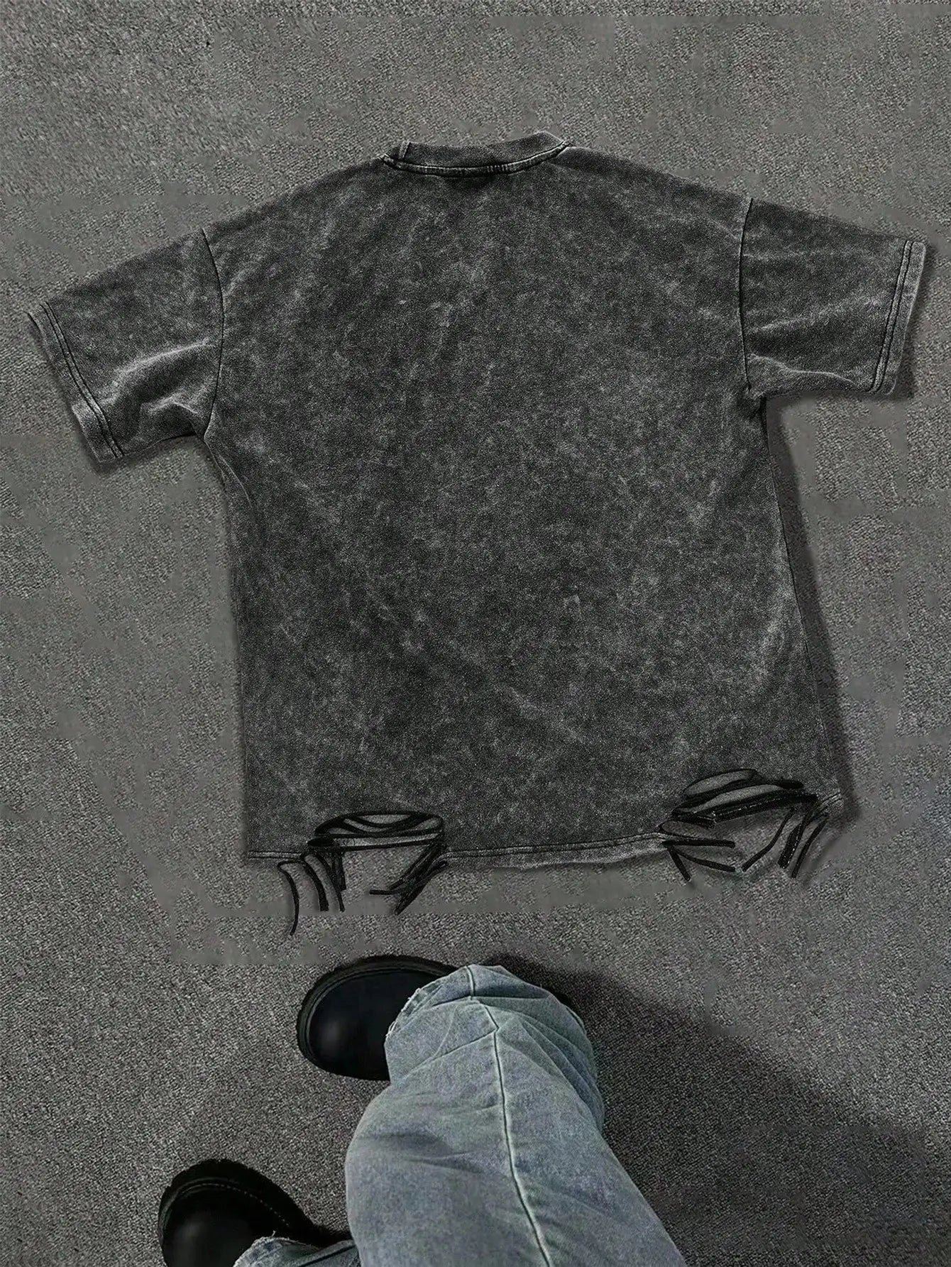 Men's Distressed Ripped Short Sleeve T-Shirt with Letter Print, Loose Fit Casual Tee for Summer