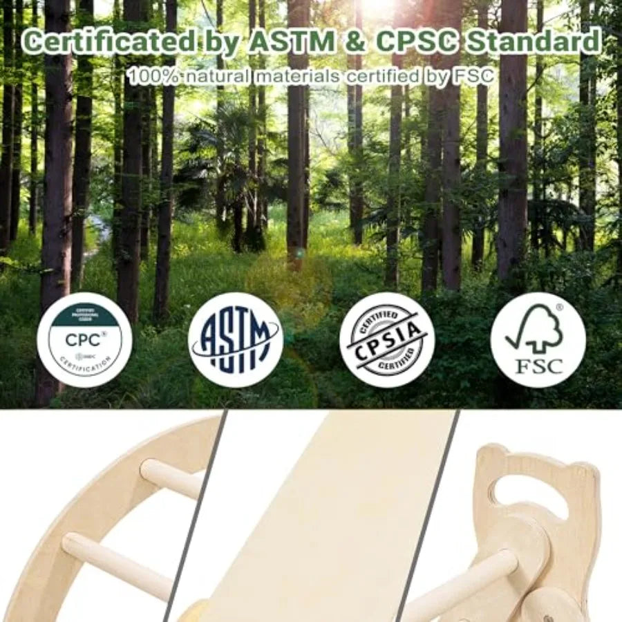 Large Foldable Toddler Climbing Toys Indoor Jungle Gym Pikler Triangle Set with Cushion S-lide and Arch 7-in-1 Montess