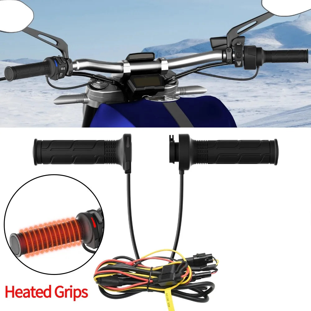 Universal Motorcycle Electric Heating Handle 12V 22mm Hand Heated Grips Adjustable Temperature Motorbike Warmers Hot Handlebar