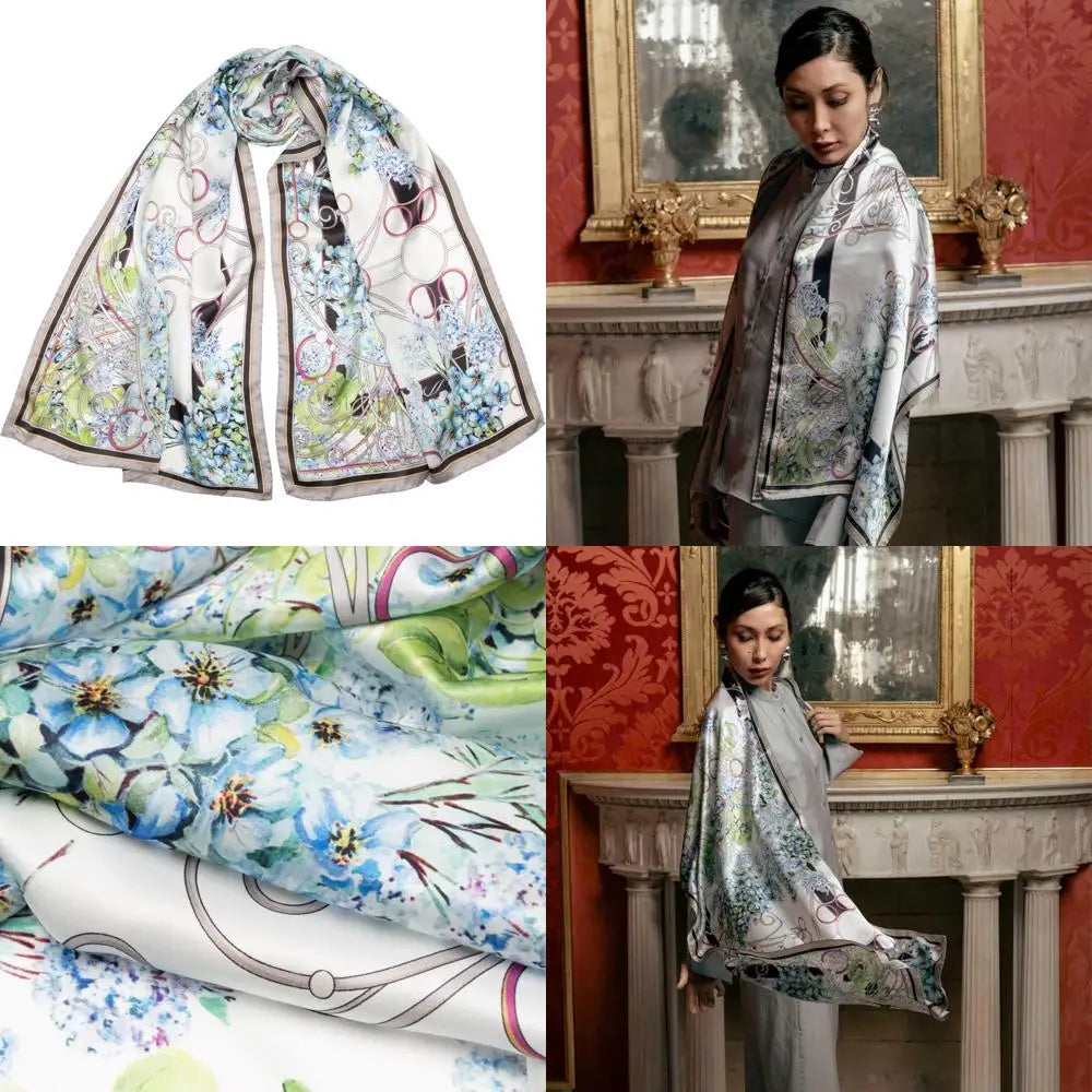 100% Silk Italian-Made Fashion Long Scarves for Women - Elegant Style Accessories