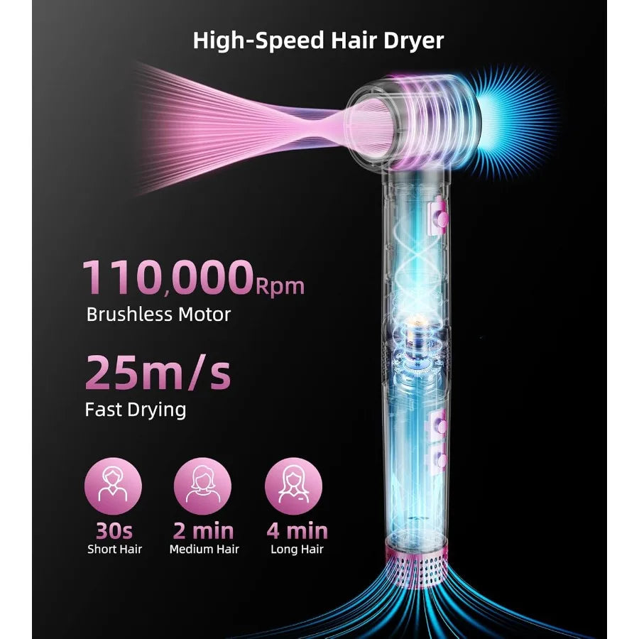 5 in 1 Hot Air Styler Hair Dryer Brush High-Speed Blow Dryer Fast Drying Curling Without Heat Damage Volumizing Straightening A