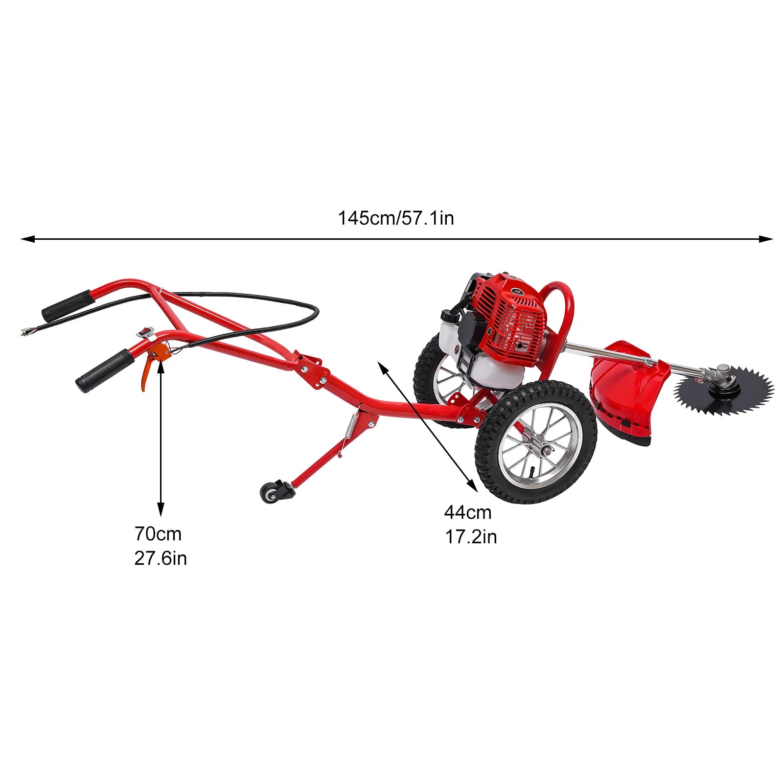 2-Stroke 49CC Gas Mower Grass Trimmer Brush Cutter Hand Push Weeding Machine Manual Weeding Machine+loosening Soil+mowing Grass