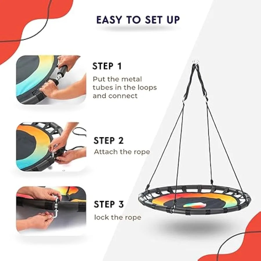 40 inch Tree Swing for Adults | Durable Frame Soft Handles Weather-Resistant Easy Install Backyard Fun