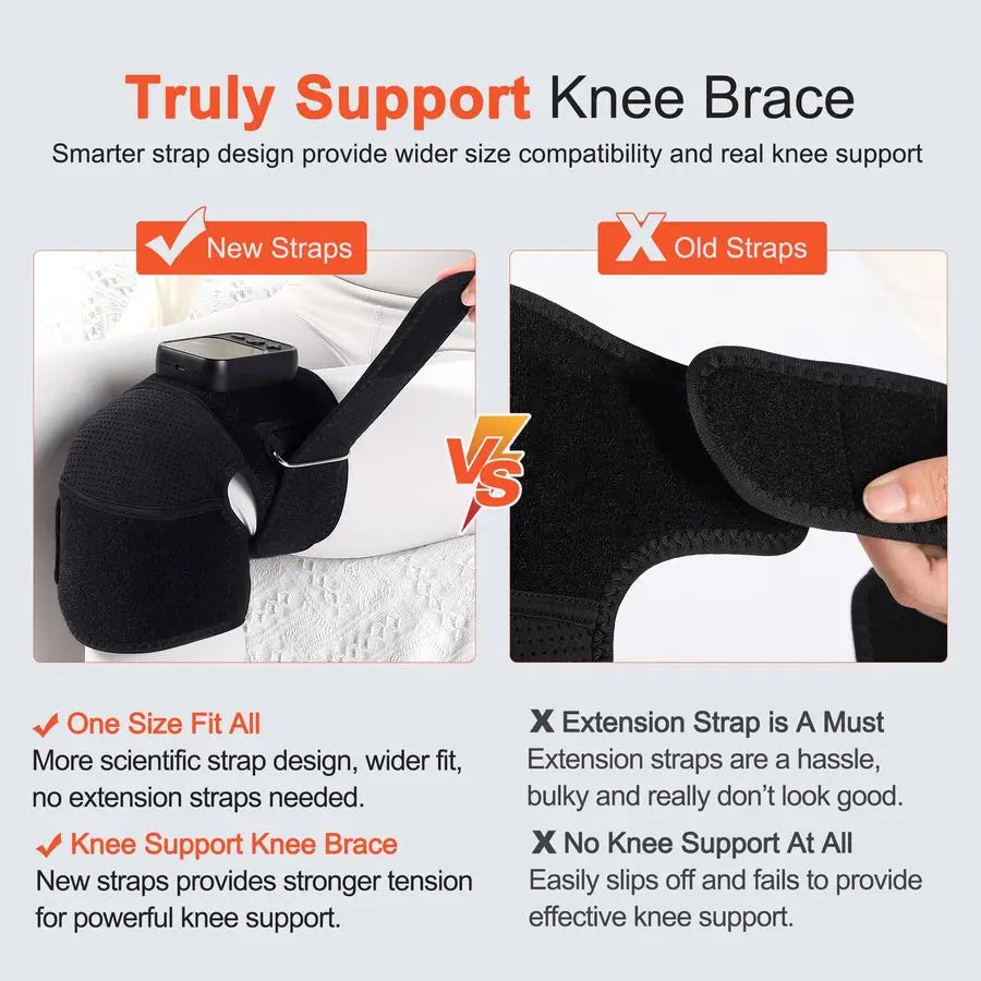 Massager with Heat for Pain Relief V5.02025 Upgraded Electric Cordless Heated Knee Brace with 6 Heat Levels and 3 Vibration Mass