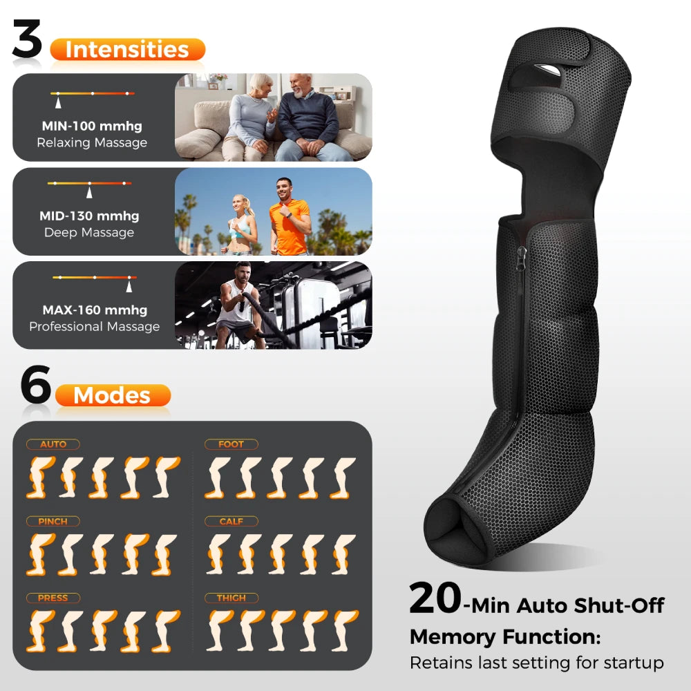 Nekteck Leg Compression Massager with Heat 2 Heats 6 Modes Air Compression Boots for Circulation Pain Relief Christmas Gifts