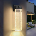 ARLGSITE Modern Outdoor Wall Light Fixture, Weatherproof LED Wall Sconce with Bubble Crystal, Black Finish, Up and Down Lighting