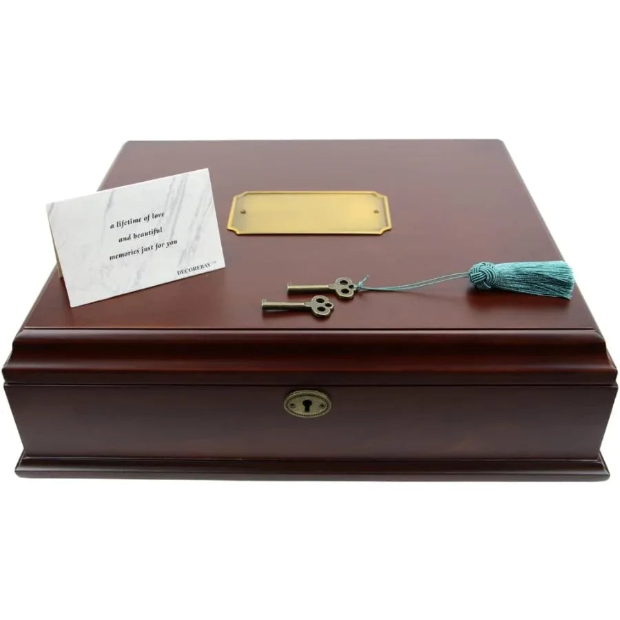 Antico Wooden Lockable Memory and Treasure Box for Keepsakes Photos Letters Jewelry and More