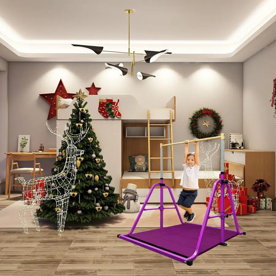 Gymnastics Bar for Kids, Adjustable Height 35ft, 330lbs Weight Capacity, Professional Junior Training Equipment for Home, Ideal