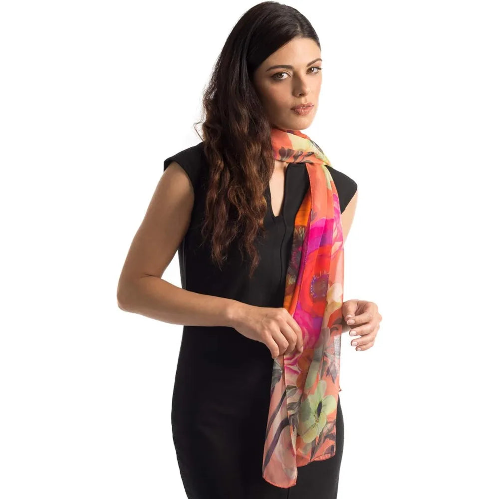 100% Silk Italian-Made Fashion Long Scarves for Women - Elegant Style Accessories