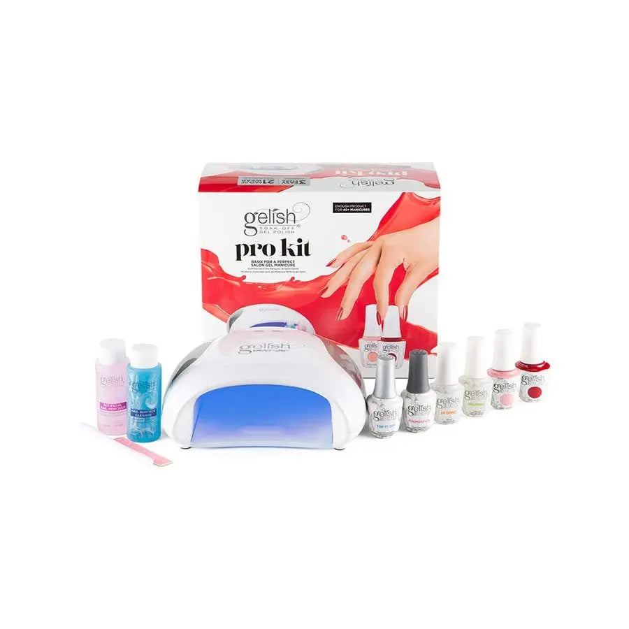 Pro Kit with Pro LED Light Complete Manicure Set, UV LED Nail Lamp, Gel Polishes, Essentials, Remover for Professional DIY Gel N
