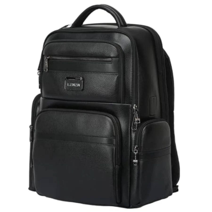 Durable Leather Laptop Business Backpack Perfect for Men and Women Work Backpack Fits 15.6 Inch Premium Quality Travel Bag with