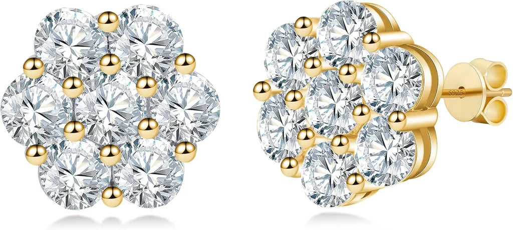 Moissanite Stud Earrings Round Cut Diamond Moissanite Earrings with 925 Sterling Silver Post,18K White Gold Plated Dainty