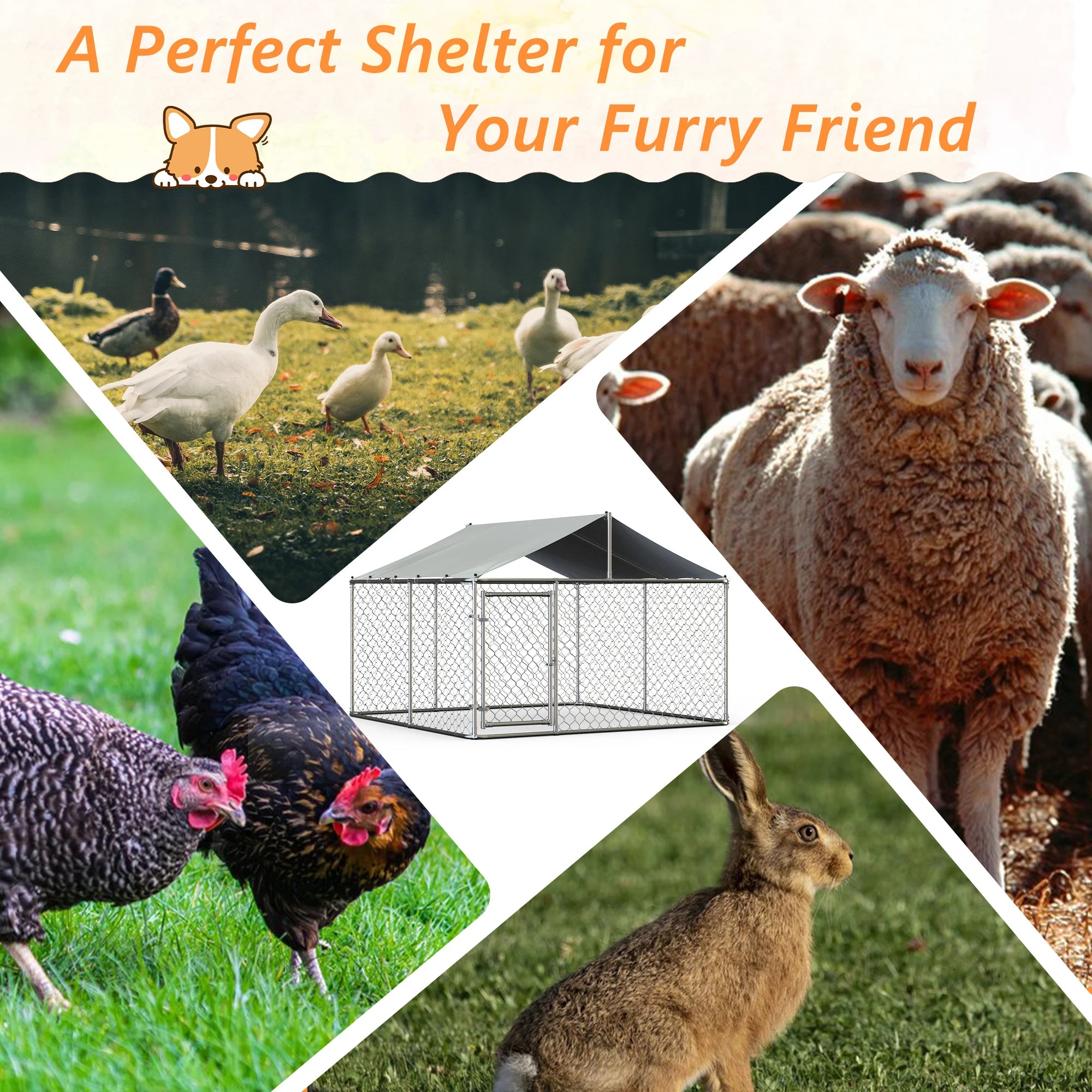 7.5x7.5 ft Outdoor Dog Kennel Large Heavy Duty Shade Dog Pen Playpen Pet Dog Run Enclosure
