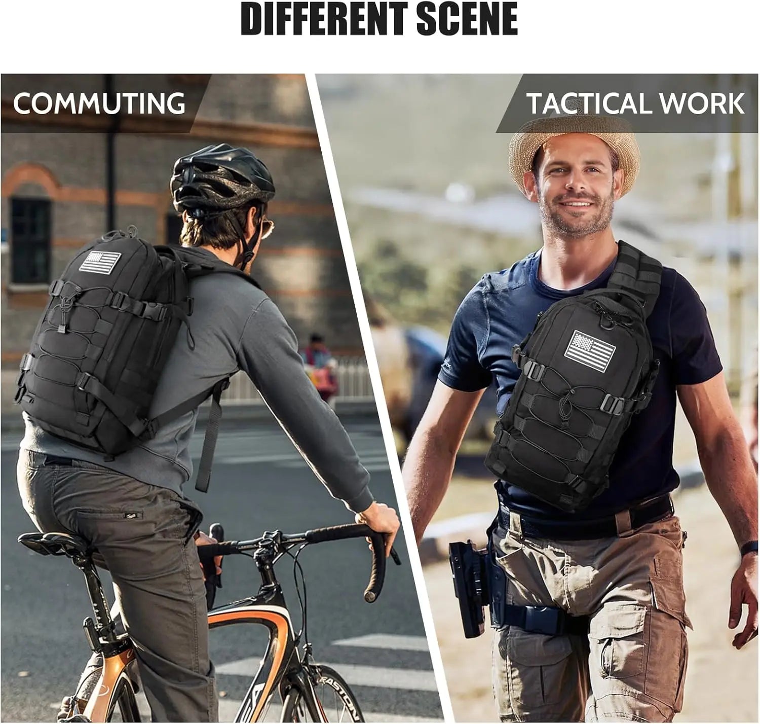 Tactical Sling Bag for Men: Everyday Carry Gear 12L EDC CCW Concealed Carry Sling Bag 2-in-1 Shoulder Bag Backpack