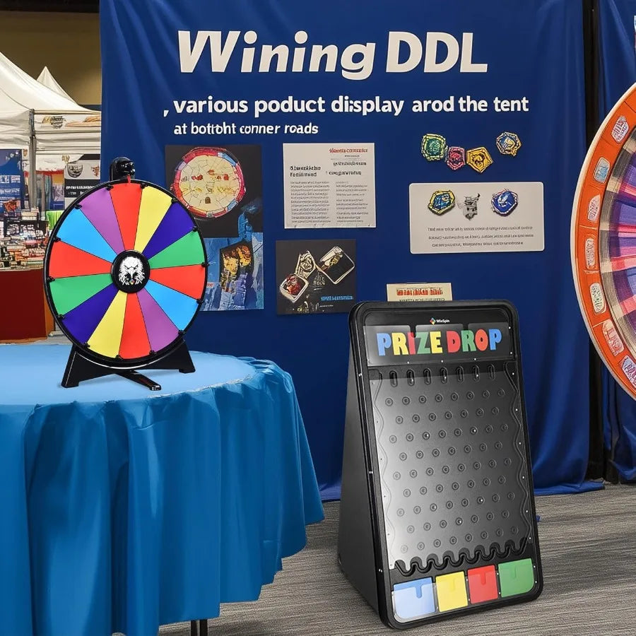 20 Prize Wheel 41x25 Drop Board Foldable Stand Disk Spinning Wheel Fortune Game for Pub Party Trade Show Carnival Metal Red