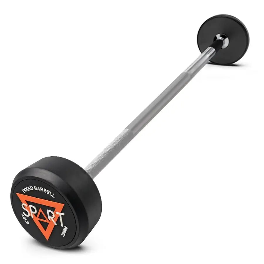 Coated Fixed Barbell, PreLoaded Weights Straight Solid Steel Barbells, Weighted Bar for Weightlifting Exercise, Bodybuilding, St