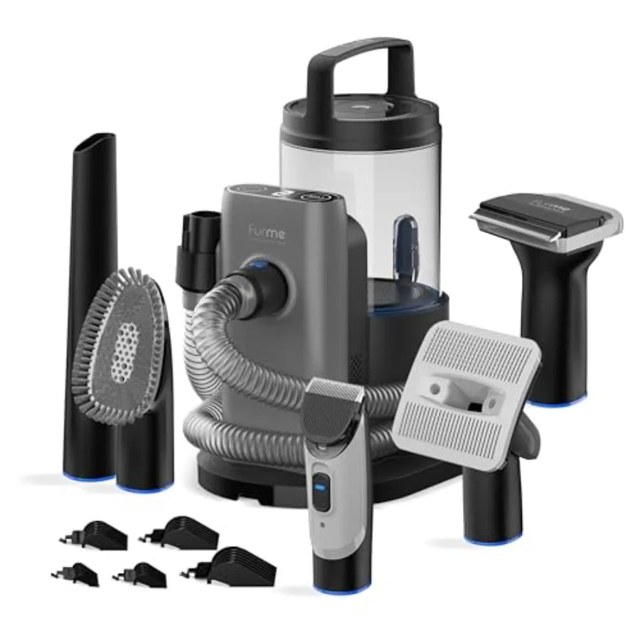 Professional Plus Pet Grooming Vacuum Kit for Cat Dog - Quiet Safe Hair Remover with Brush Clipper Shedding Cleaner Tools 2L Ca