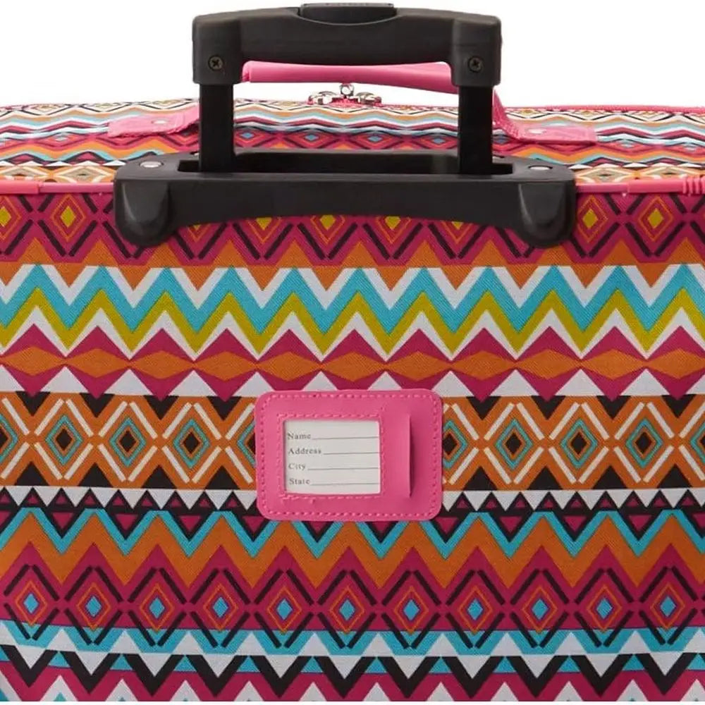 Tribal Design 4-Piece Luggage Set with Telescoping Handles: 14, 19, 24, 28 Softside Cases