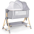 5-in-1 Baby Bassinet with Diaper Table, Mosquito Net, Mattress & Storage - Easy Fold Travel Crib