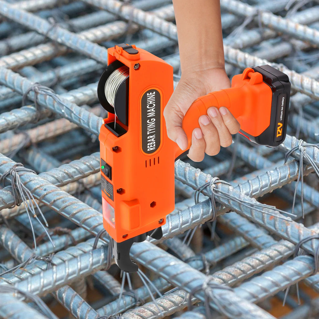 8-34mm Rebar Tying Machine Automatic Handheld Rebar Tying Tool Reinforcing Steel Tying Machine Orange/Blue