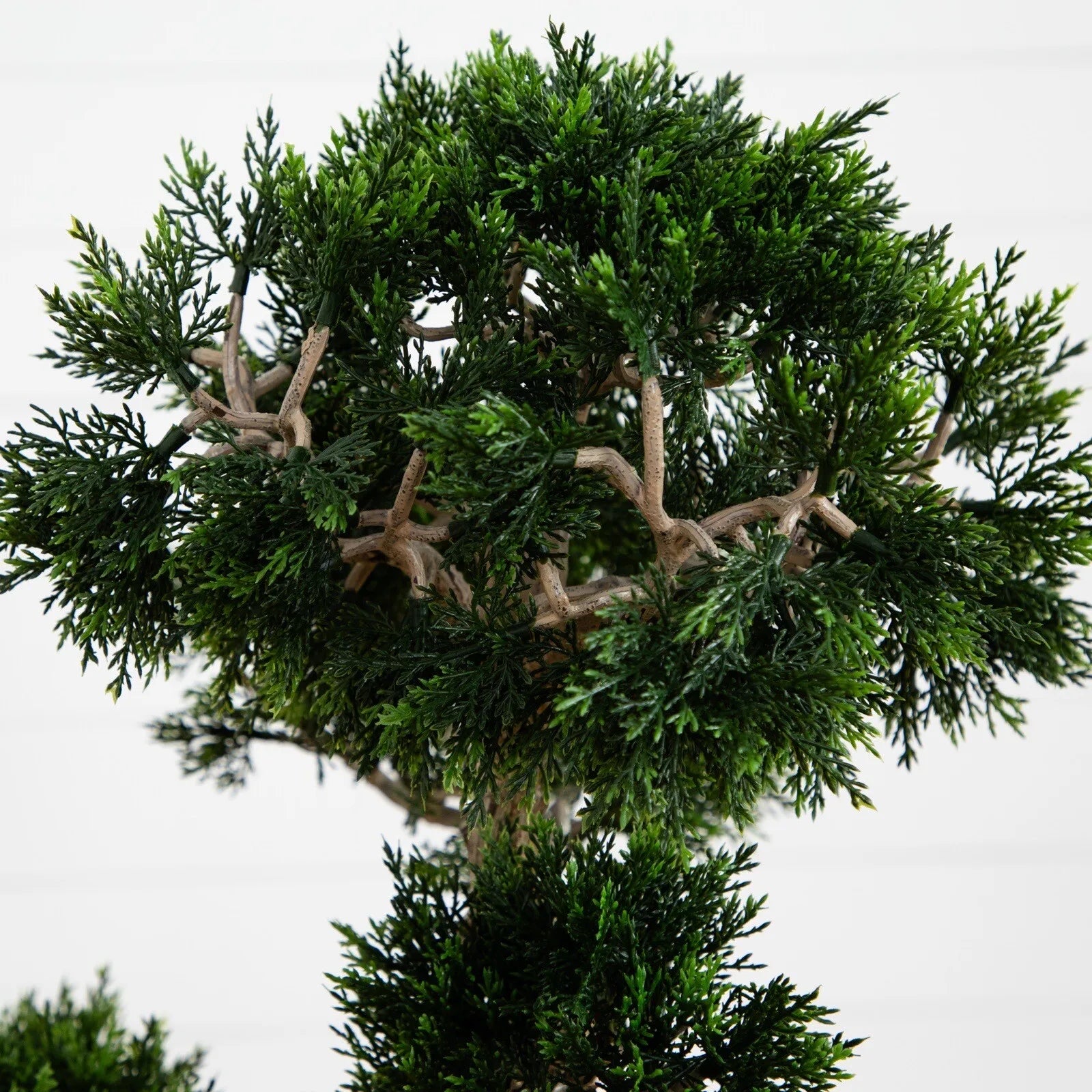 30" Artificial Cedar Bonsai Tree w/517 Lvs in Square Black Vase.