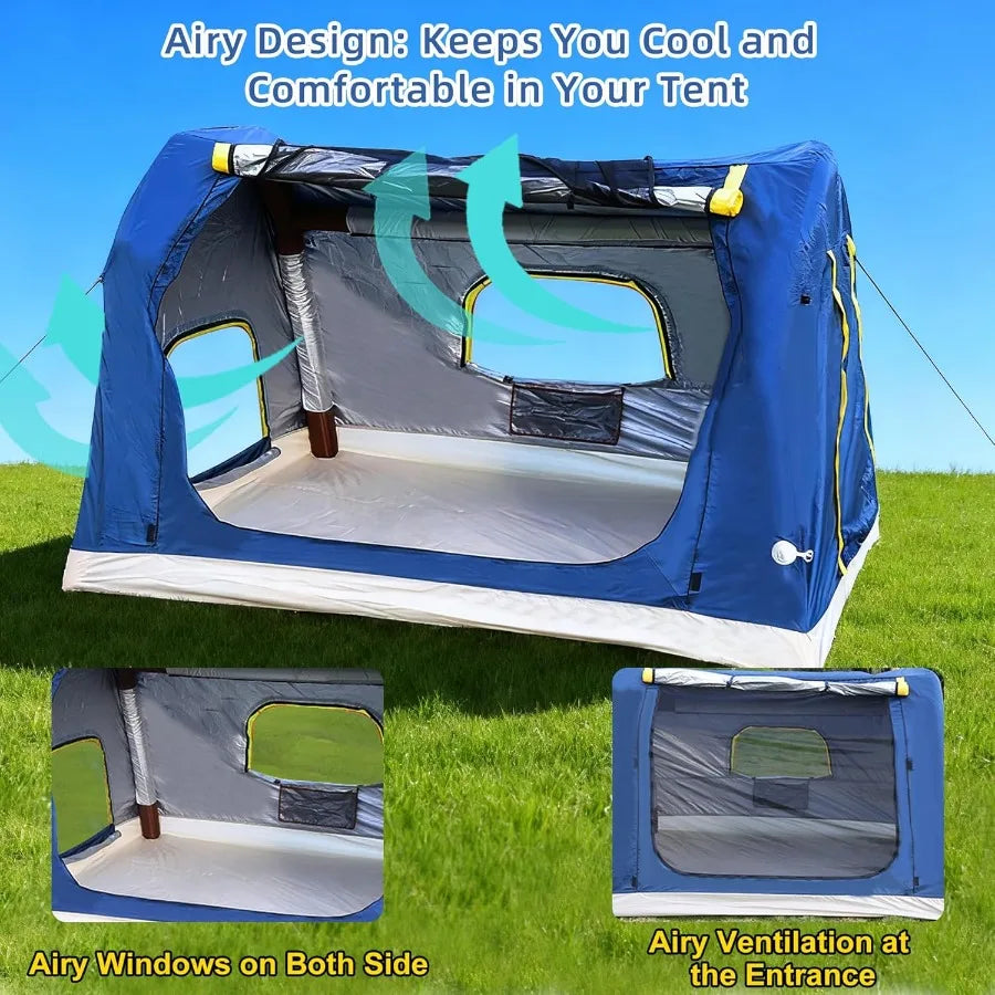 24 Person Inflatable Camping Tent 60 Second Setup 4 Season Waterproof PU3000 Ox All Weather Tent for Romantic Dates Fall Winter