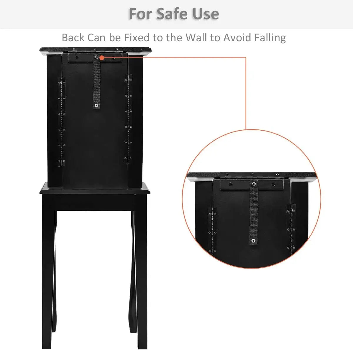 Jewelry Armoire Cabinet Chest Organizer Box Top with Flip Mirror Standing Space-Saving Bedroom Makeup Accessories Storage