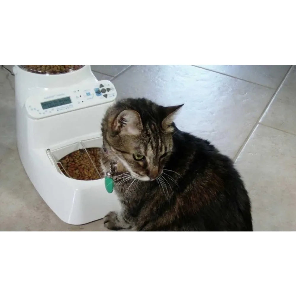 AutoDiet Feeder Automatic Pet Food Dispenser with 2 Food Bowls for 2 Cats Or 1 Cat with Feeder Timer for Cats Dog Feeder