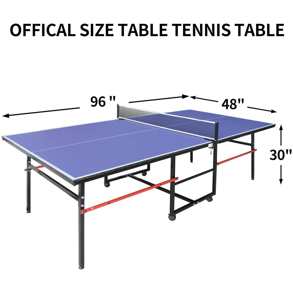 Portable Collapsible Table Tennis Table Set 8FT Indoor/Outdoor Ping Pong Table for Family Recreation & Gifts Quick Assembly