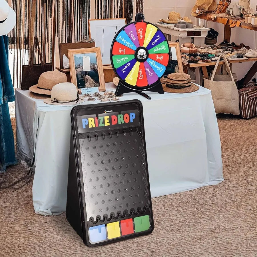 20 Prize Wheel 41x25 Drop Board Foldable Stand Disk Spinning Wheel Fortune Game for Pub Party Trade Show Carnival Metal Red