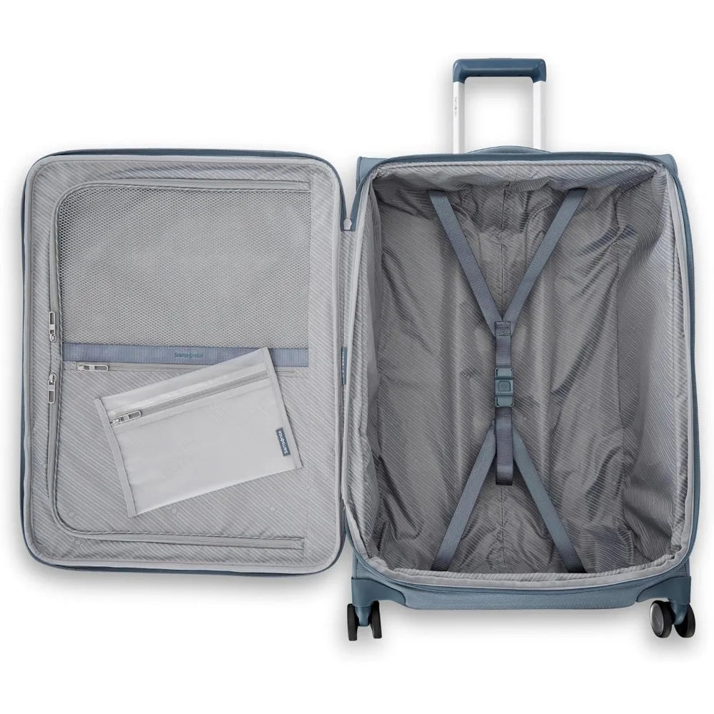 medium lightweight expandable polyester softside luggage with spinner wheels - airline approved
