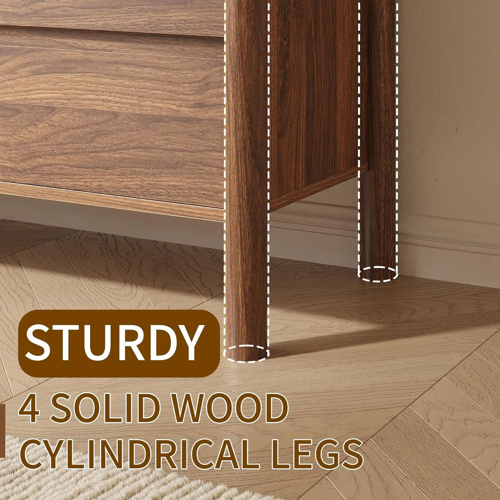 Dresser for Bedroom, 63" Wide Mid Century Modern Chest of Drawers with 9 Large Storage Space and 4 Solid Wood, Customized