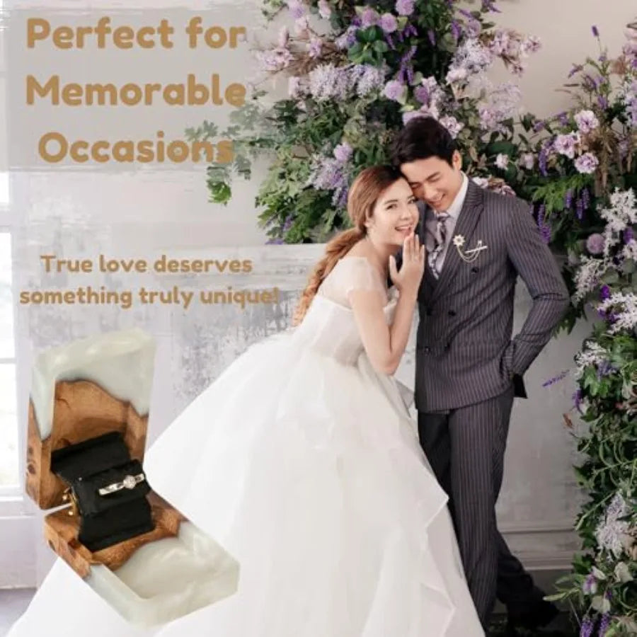 Personalized Engagement Ring Box for Proposal Unique Wedding Ring Holder Jewelry Display Case Travel Jewelry Organizer Ring