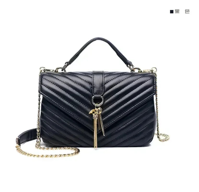 Designer Fashionable new V-line large grid solid color women's bag ins trendy shoulder carrying crossbody bag BY6