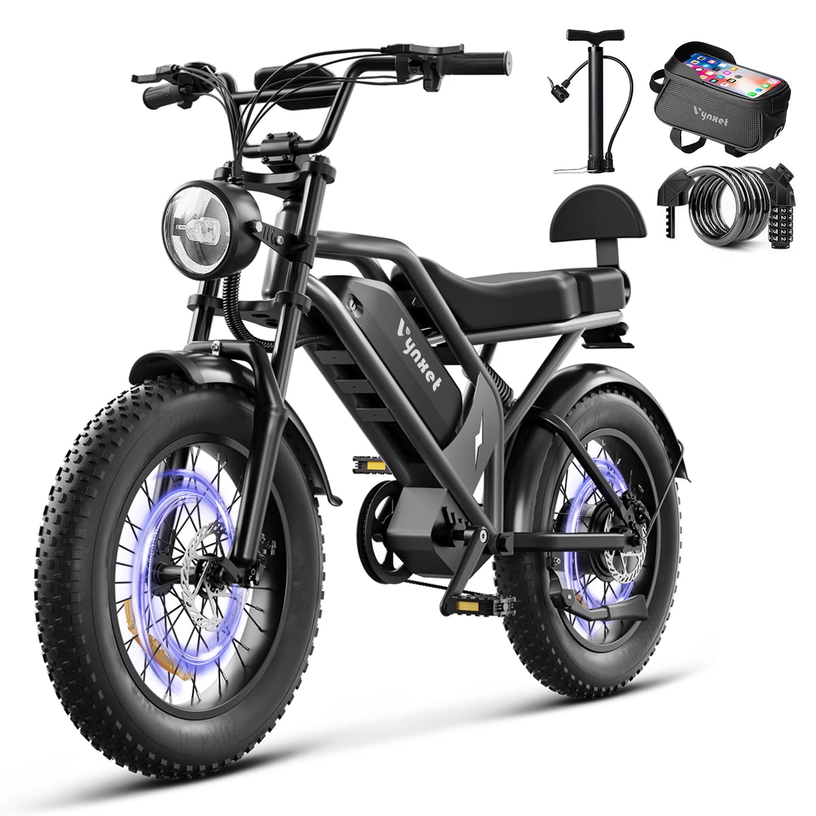 Vynxet Electric Bike Electric Motorcycle 1500W 48V 864Wh Fat Tire Ebike 68+ Miles All-Terrain E-Bike
