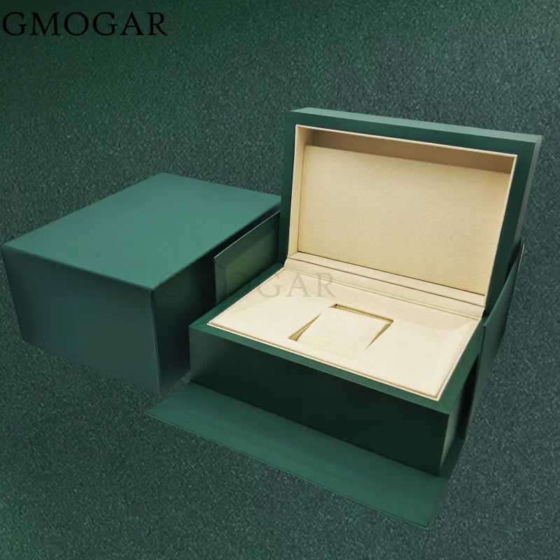 New Green Wooden Single Watch Display Case Bracelet Storage Organiser Box for Valentine Day Birthday Microfiber flannel No Logo