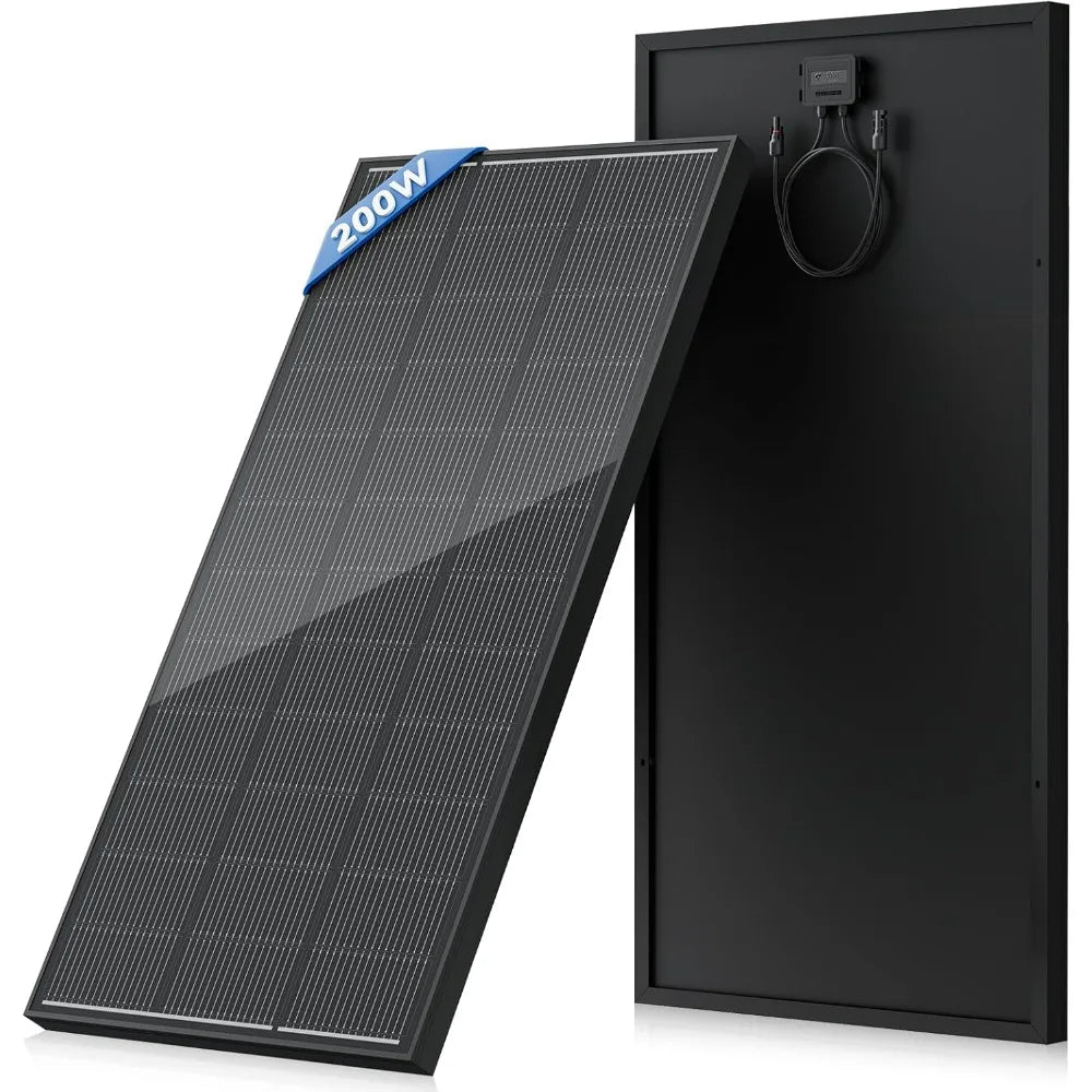 200 Watt Solar Panel 18BB, 25% High Efficiency, N-Type 12V 200W Solar Panel, Monocrystalline PV Modules, for Rooftop, RV, Farm