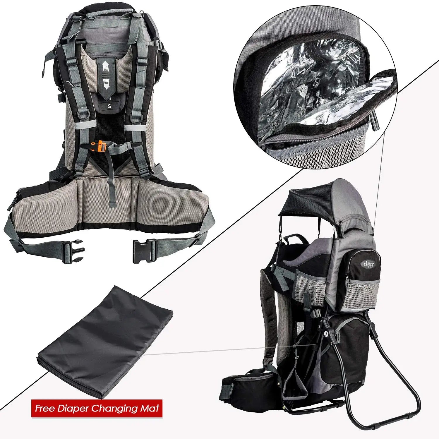 Baby Backpack Hiking Kid Toddler Child Carrier with Stand and Sun Shade Visor, Black