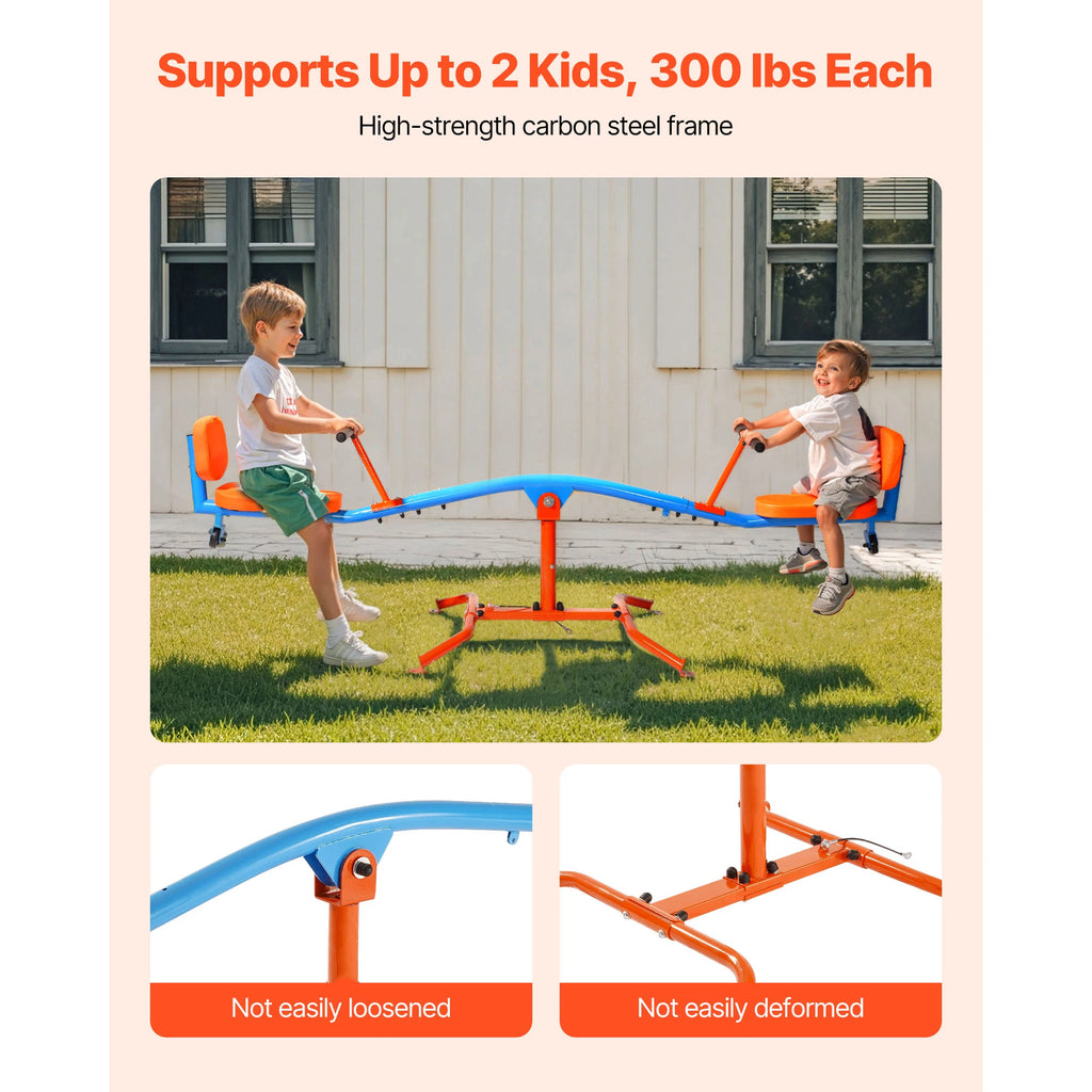 SucceBuy 300Lbs Kids Seesaw Sit & Spin Teeter Totter Outside Toys with Handles for Children Outdoor Playground Equipment