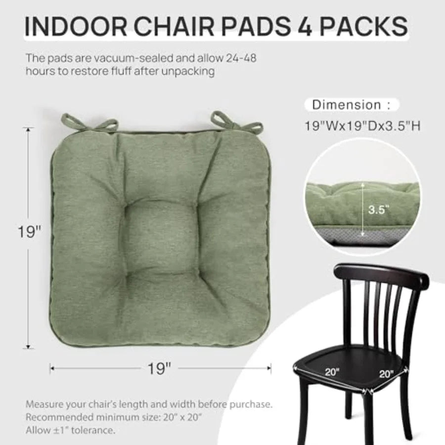 Memory Foam Chair Cushions Set of 4 Outdoor/Indoor Chair Pads for Dining Chairs 4 Pack Seat Cushions for Kitchen Dining Room Of