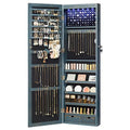 6 LEDs Jewelry Cabinet christmas gifts for women Lockable 47.3" H Wall/Door Mounted Jewelry Armoire Organizer with Mirror 2 Dra